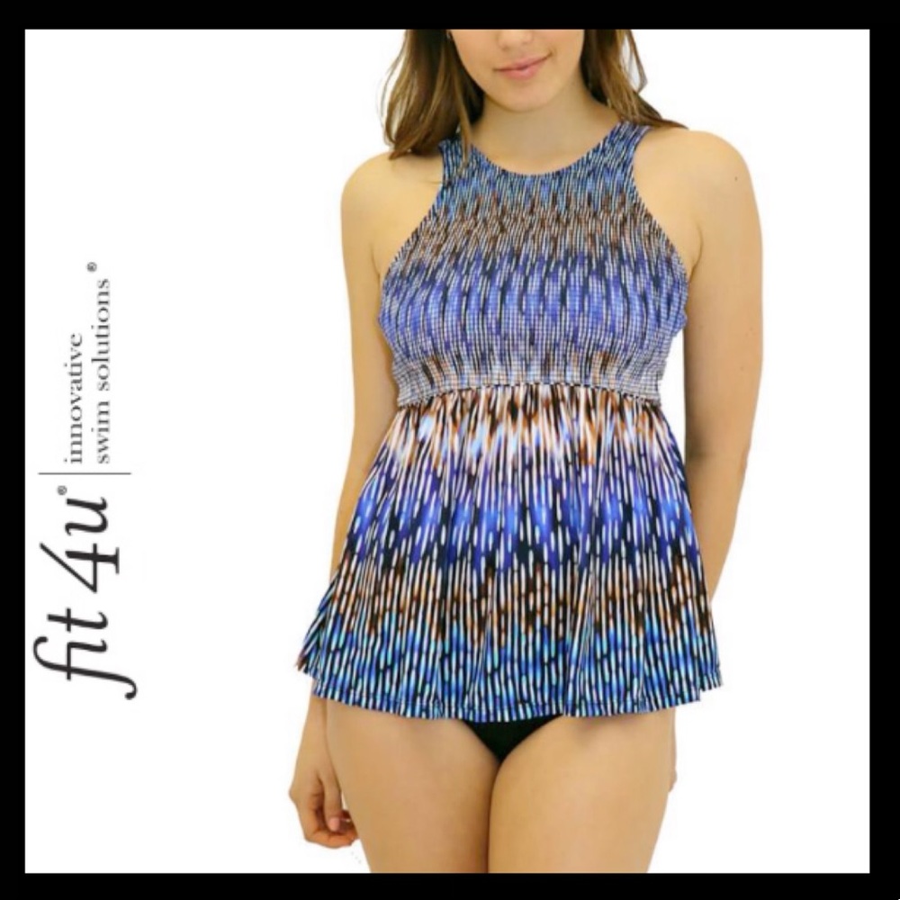 Fit 4U Smocked Babydoll Tankini Top